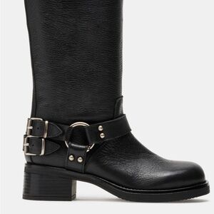 Steve Madden ASTOR BLACK LEATHER Motorcycle Boots